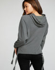 Linen French Terry Long Sleeve Side Tie Batwing Pullover Hoodie WOMENS - chaserbrand