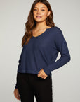 Vintage Thermal Long Sleeve Split Neck Drop Shoulder Boxy Tee WOMENS - chaserbrand