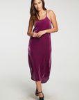 Stretch Velvet V Back Hi Lo Midi Dress WOMENS - chaserbrand