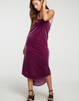 Stretch Velvet V Back Hi Lo Midi Dress WOMENS - chaserbrand