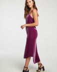 Stretch Velvet V Back Hi Lo Midi Dress WOMENS - chaserbrand