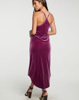 Stretch Velvet V Back Hi Lo Midi Dress WOMENS - chaserbrand