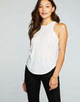 Recycled Vintage Jersey Shirttail Ruffle Racer Back Tank WOMENS chaserbrand
