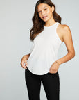 Recycled Vintage Jersey Shirttail Ruffle Racer Back Tank WOMENS chaserbrand