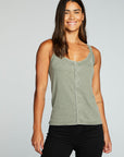 Recycled Vintage Rib Snap Front Tank WOMENS chaserbrand