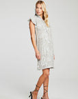 Linen French Terry Flutter Sleeve Hooded Sweatshirt Dress WOMENS chaserbrand