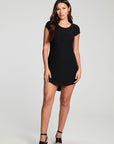 Recycled Cozy Knit Cap Sleeve Shirttail Hi Lo Dress WOMENS chaserbrand