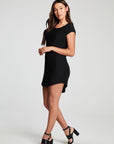 Recycled Cozy Knit Cap Sleeve Shirttail Hi Lo Dress WOMENS chaserbrand