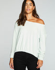 Slub French Terry Long Sleeve Pullover With Shirred Body Hem WOMENS chaserbrand