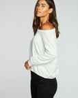 Slub French Terry Long Sleeve Pullover With Shirred Body Hem WOMENS chaserbrand