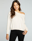 Slub French Terry Long Sleeve Pullover With Shirred Body Hem WOMENS chaserbrand