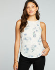Slub Jersey Deep Ruffle V Back Shirttail Tank WOMENS chaserbrand