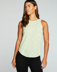 Slub Jersey Deep Ruffle V Back Shirttail Tank WOMENS chaserbrand