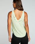 Slub Jersey Deep Ruffle V Back Shirttail Tank WOMENS chaserbrand