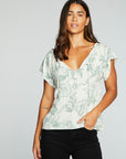 Gauze Jersey Short Sleeve Shirred Raglan Lake Top WOMENS chaserbrand