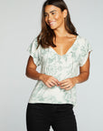 Gauze Jersey Short Sleeve Shirred Raglan Lake Top WOMENS chaserbrand