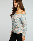 Vintage Fleece Off The Shoulder Raglan Pullover With Kanga Pocket WOMENS chaserbrand