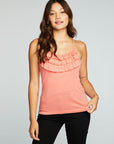 Linen Jersey Strappy Ruffle Cami WOMENS chaserbrand