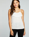 Linen Jersey Strappy Ruffle Cami WOMENS chaserbrand
