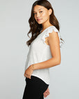 Linen Jersey Scoop Neck Flutter Sleeve Shirttail Tee WOMENS chaserbrand