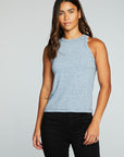 Linen Rib High Neck Racer Tank WOMENS chaserbrand