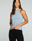 Linen Rib High Neck Racer Tank WOMENS chaserbrand