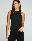 Linen Rib High Neck Racer Tank WOMENS chaserbrand