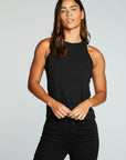 Linen Rib High Neck Racer Tank WOMENS chaserbrand