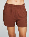 Heirloom Wovens Paperbag Waist Easy Pull On Walking Shorts with Slits WOMENS chaserbrand