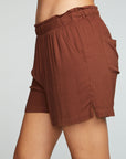 Heirloom Wovens Paperbag Waist Easy Pull On Walking Shorts with Slits WOMENS chaserbrand