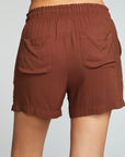 Heirloom Wovens Paperbag Waist Easy Pull On Walking Shorts with Slits WOMENS chaserbrand