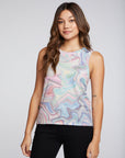 Recycled Vintage Jersey Slit Back Hi Lo Muscle Tank WOMENS chaserbrand