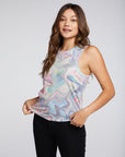 Recycled Vintage Jersey Slit Back Hi Lo Muscle Tank WOMENS chaserbrand