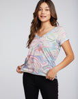 Recycled Vintage Jersey Double V Hi Lo Pocket Tee with Rolled Sleeves WOMENS chaserbrand