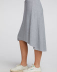 Recycled Cozy Knit Smocked Hi Lo Circular Flounce Midi Skirt WOMENS chaserbrand