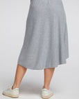 Recycled Cozy Knit Smocked Hi Lo Circular Flounce Midi Skirt WOMENS chaserbrand