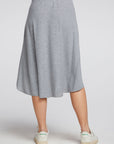 Recycled Cozy Knit Smocked Hi Lo Circular Flounce Midi Skirt WOMENS chaserbrand