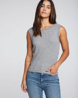 Triblend Rib Shirred Back V Muscle Tank WOMENS chaserbrand