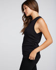 Recycled Vintage Rib Shirred Crew Neck Muscle Tank WOMENS chaserbrand