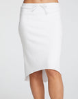 Cotton Fleece Hi Lo Raw Edge Midi Skirt with Drawstring WOMENS chaserbrand