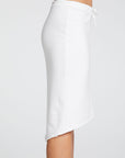 Cotton Fleece Hi Lo Raw Edge Midi Skirt with Drawstring WOMENS chaserbrand