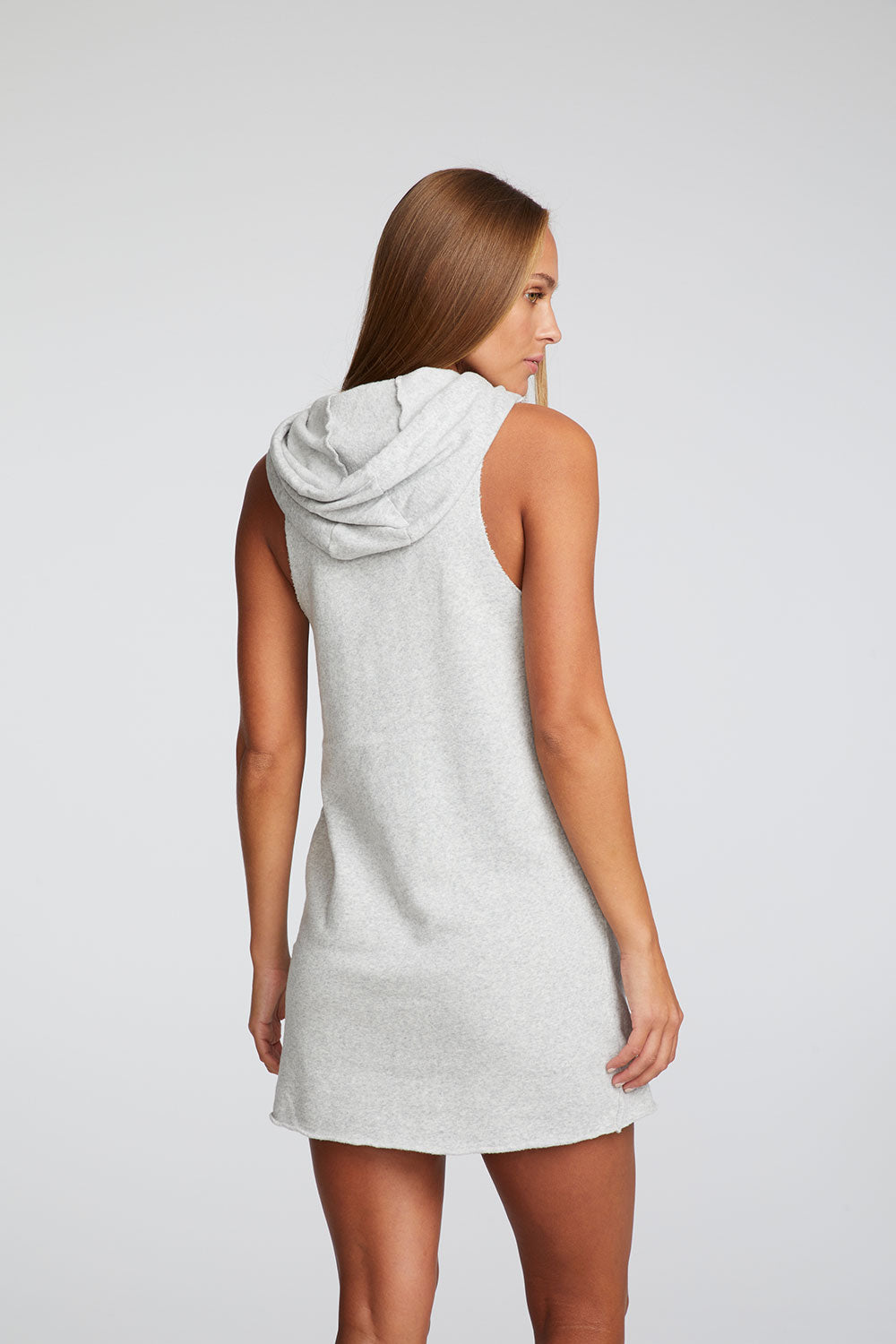 Cotton Fleece Hi Low Sleeveless Hoodie Dress WOMENS chaserbrand