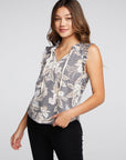 Slub Jersey Ruffle Peasant Shirttail Top WOMENS chaserbrand