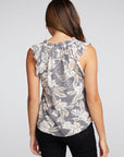 Slub Jersey Ruffle Peasant Shirttail Top WOMENS chaserbrand
