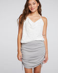 Vintage Fleece Drawstring Ruched Hi Lo Shirttail Skirt WOMENS chaserbrand