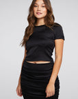 Stretch Silky Basics Cropped Open Back Tie Tee WOMENS chaserbrand