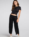 Stretch Silky Basics Cropped Open Back Tie Tee WOMENS chaserbrand