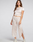 Stretch Silky Basics Cropped Open Back Tie Tee WOMENS chaserbrand