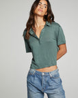 Cropped Polo Boxy Short Sleeved Tee WOMENS chaserbrand