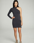 Long Sleeve One Shoulder Mock Neck Dress With Side Slit WOMENS chaserbrand